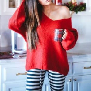 H&M Red-orange Open Knit Sweater